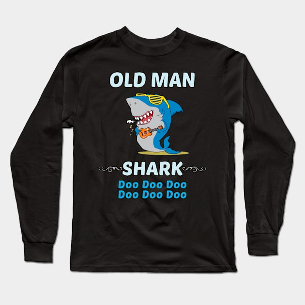 Family Shark 2 OLD MAN Long Sleeve T-Shirt by blakelan128